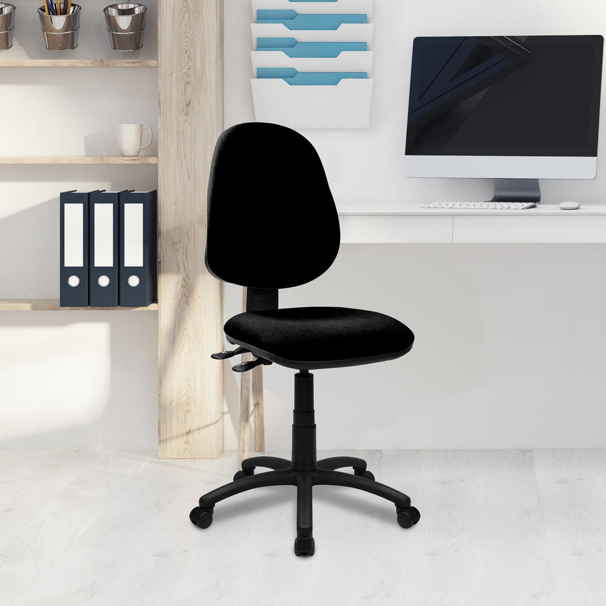 Nautilus Designs Java 300 Medium Back Synchronous Operator Chair - Triple Lever - Black