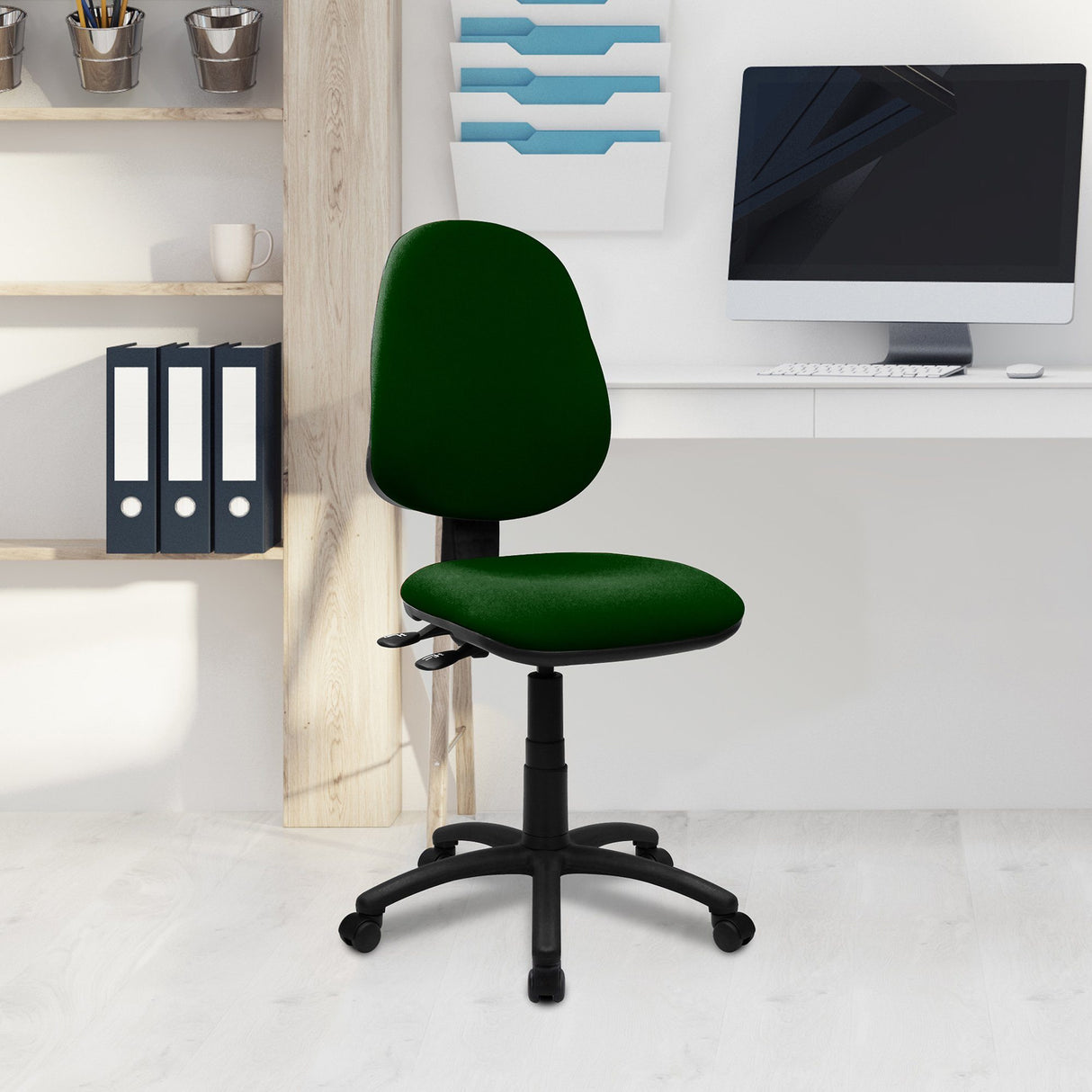 Nautilus Designs Java 300 Medium Back Synchronous Operator Chair - Triple Lever - Green