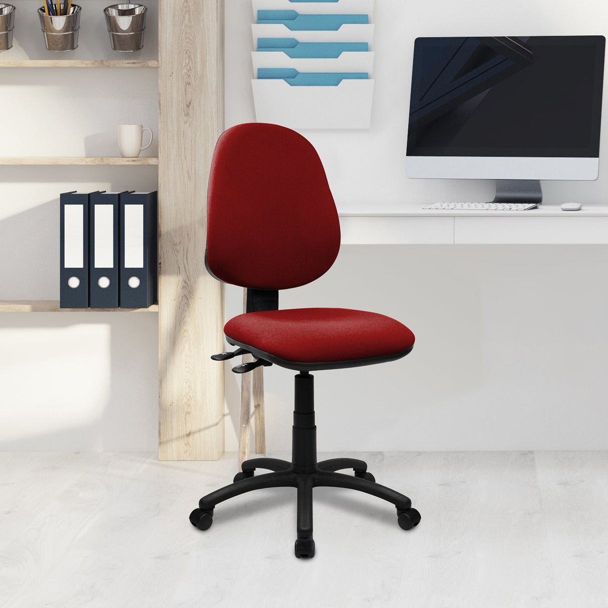 Nautilus Designs Java 300 Medium Back Synchronous Operator Chair - Triple Lever - Wine