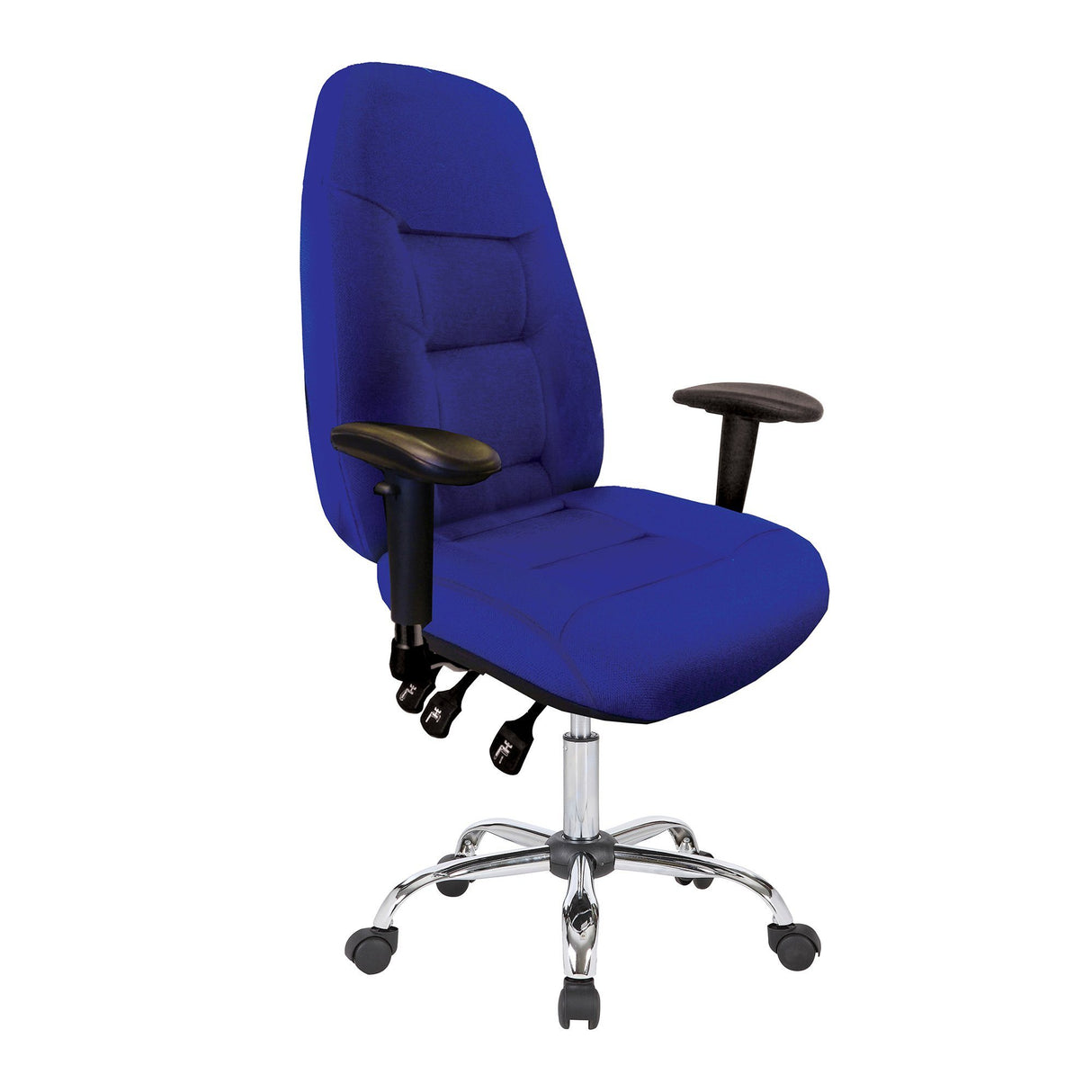 Nautilus Designs Babylon 24 Hour Synchronous Operator Chair with Fabric Upholstery and Chrome Base - Blue