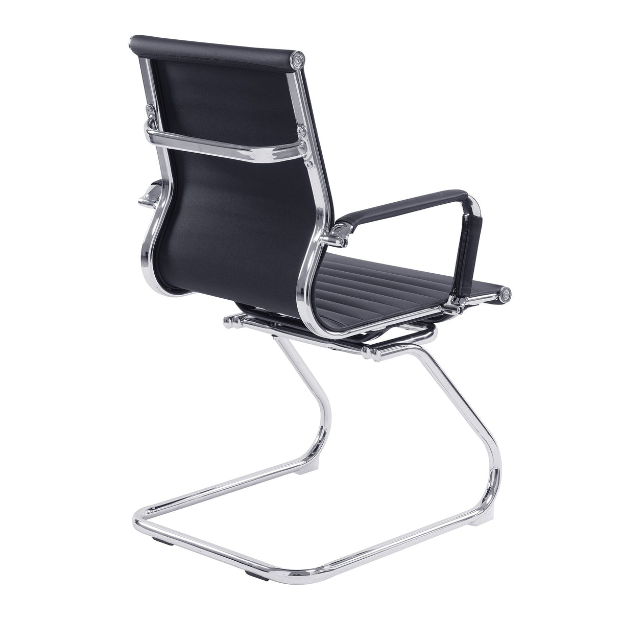 Nautilus Designs Aura Contemporary Medium Back Bonded Leather visitor Chair with Chrome Frame - Black