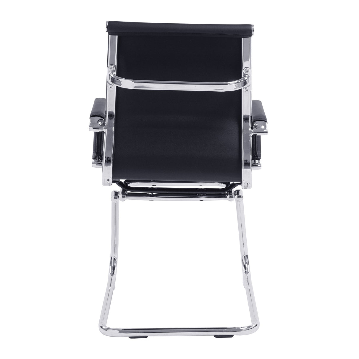 Nautilus Designs Aura Contemporary Medium Back Bonded Leather visitor Chair with Chrome Frame - Black