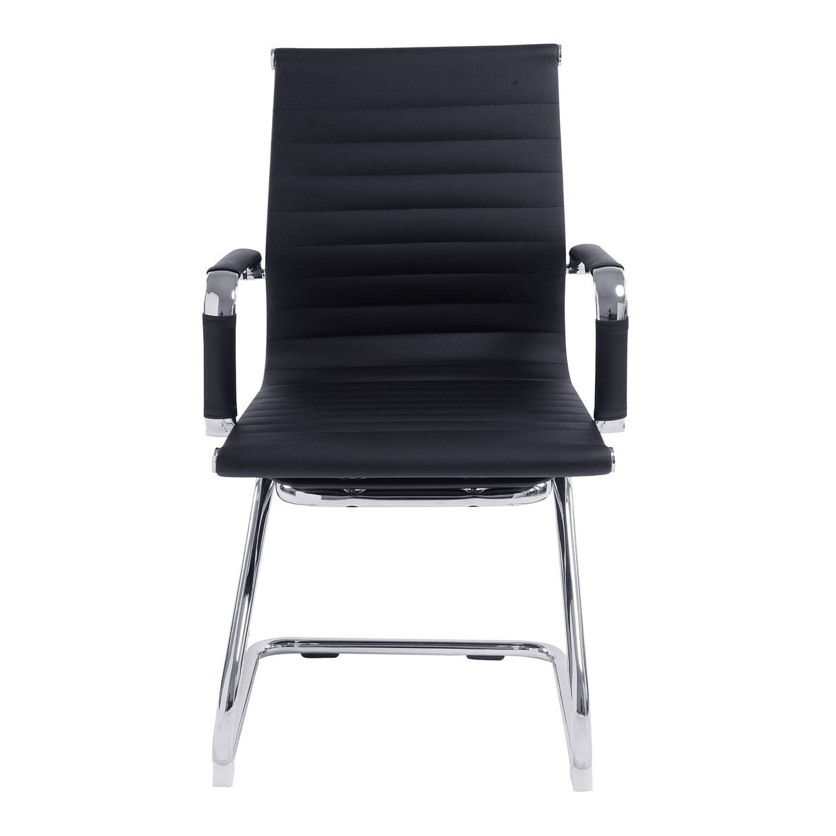 Nautilus Designs Aura Contemporary Medium Back Bonded Leather visitor Chair with Chrome Frame - Black