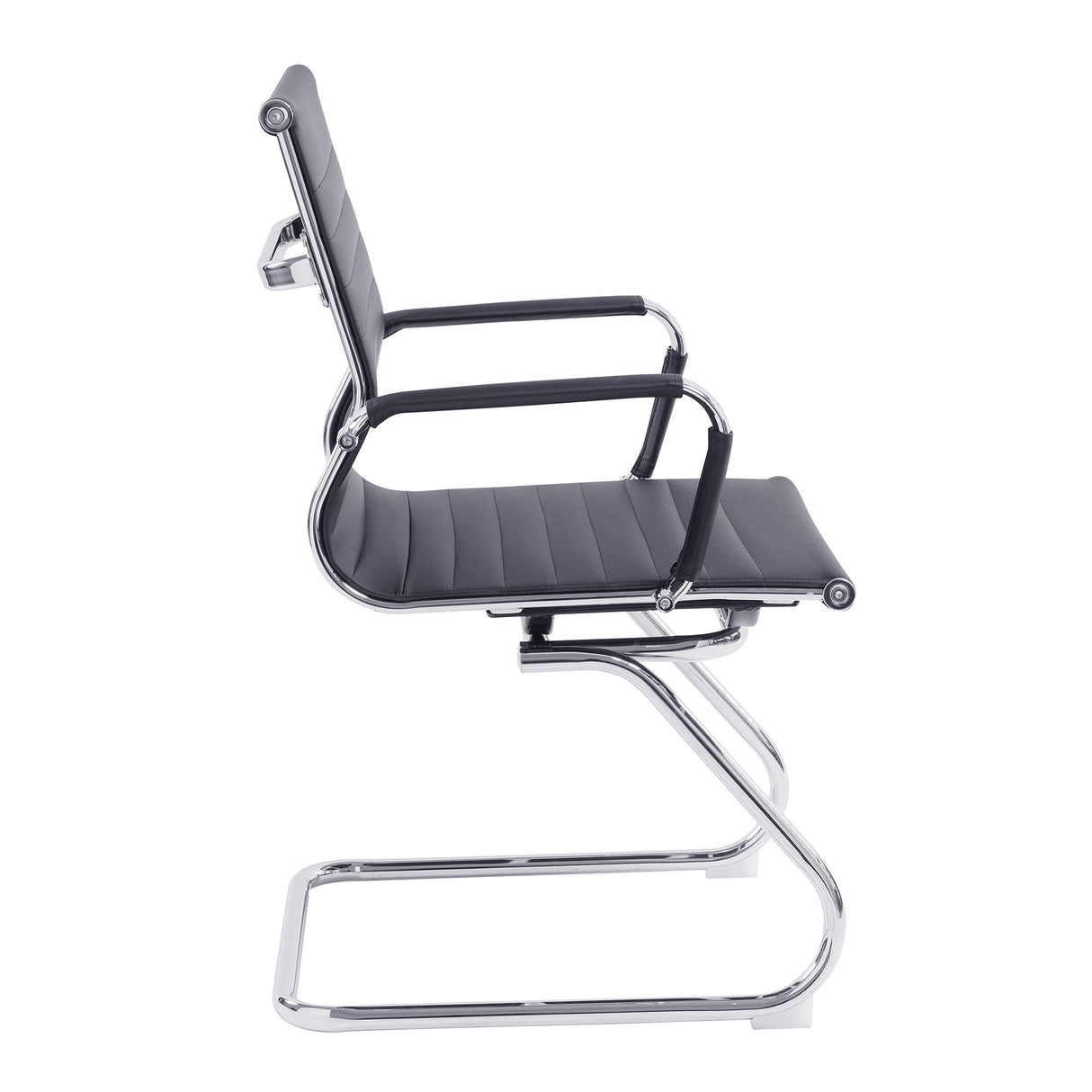 Nautilus Designs Aura Contemporary Medium Back Bonded Leather visitor Chair with Chrome Frame - Black