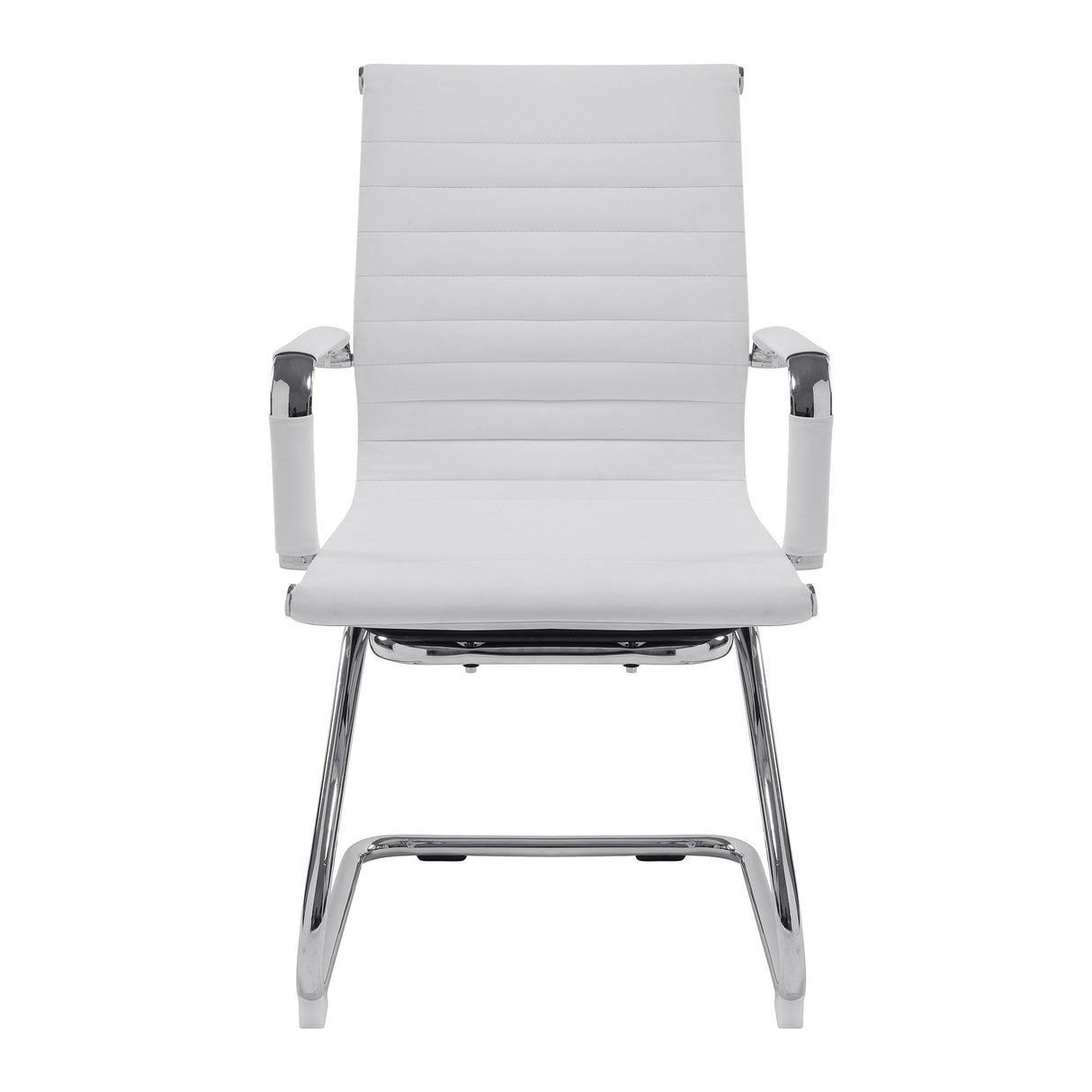 Nautilus Designs Aura Contemporary Medium Back Bonded Leather visitor Chair with Chrome Frame - White