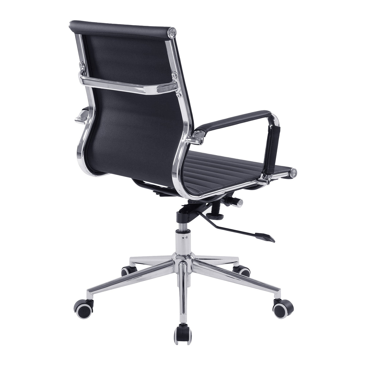 Nautilus Designs Aura Contemporary Medium Back Bonded Leather Executive Armchair with Chrome Base - Black