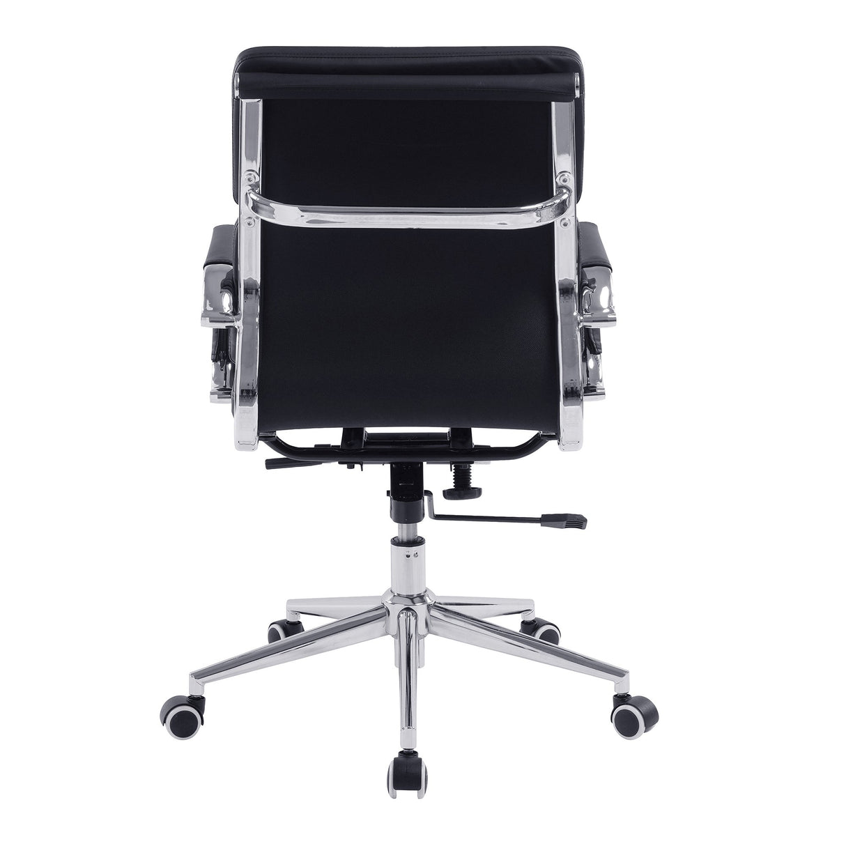 Nautilus Designs Aura Contemporary Medium Back Bonded Leather Executive Armchair with Chrome Base - Black