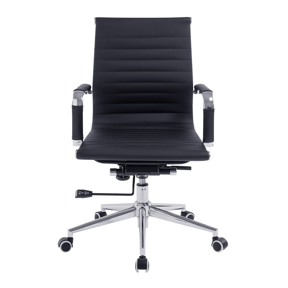 Nautilus Designs Aura Contemporary Medium Back Bonded Leather Executive Armchair with Chrome Base - Black