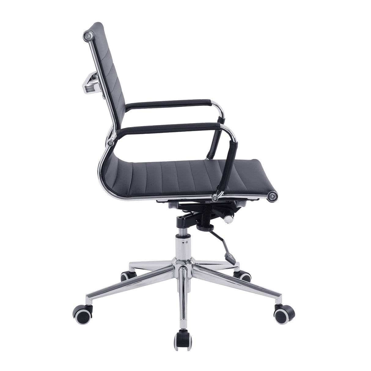 Nautilus Designs Aura Contemporary Medium Back Bonded Leather Executive Armchair with Chrome Base - Black