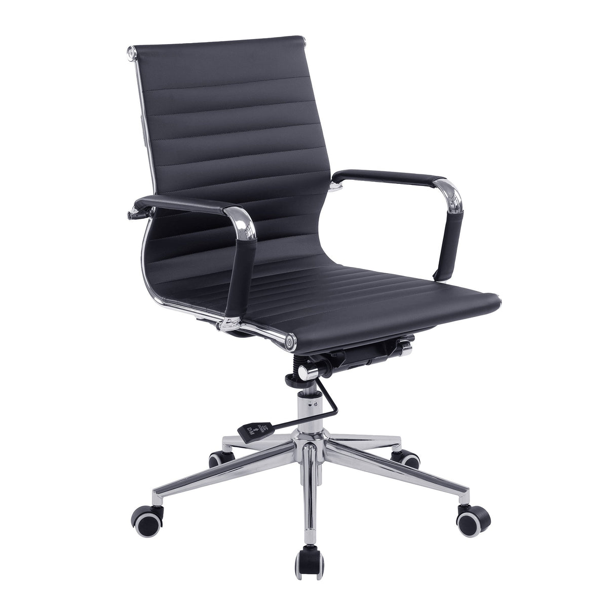 Nautilus Designs Aura Contemporary Medium Back Bonded Leather Executive Armchair with Chrome Base - Black