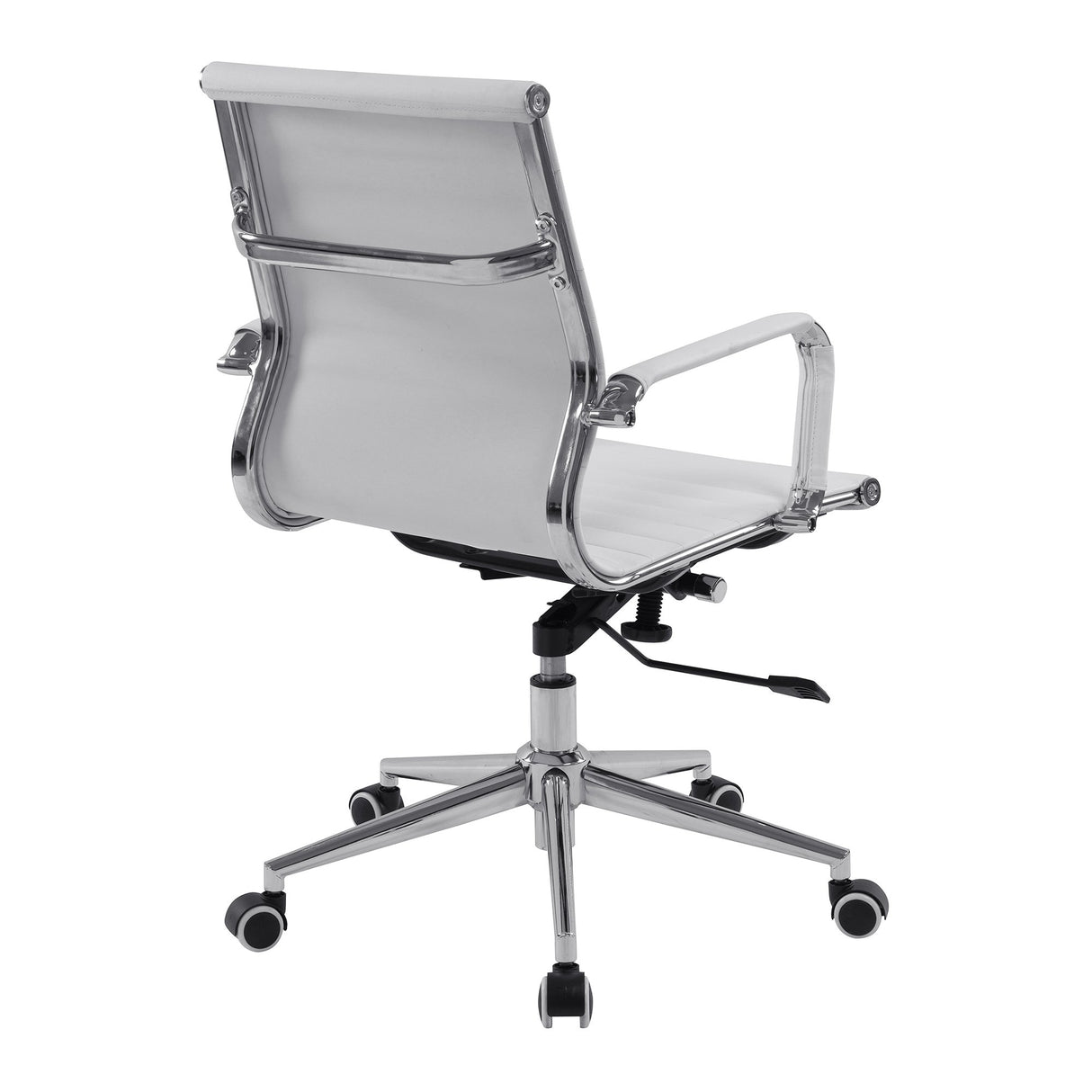 Nautilus Designs Aura Contemporary Medium Back Bonded Leather Executive Armchair with Chrome Base - White