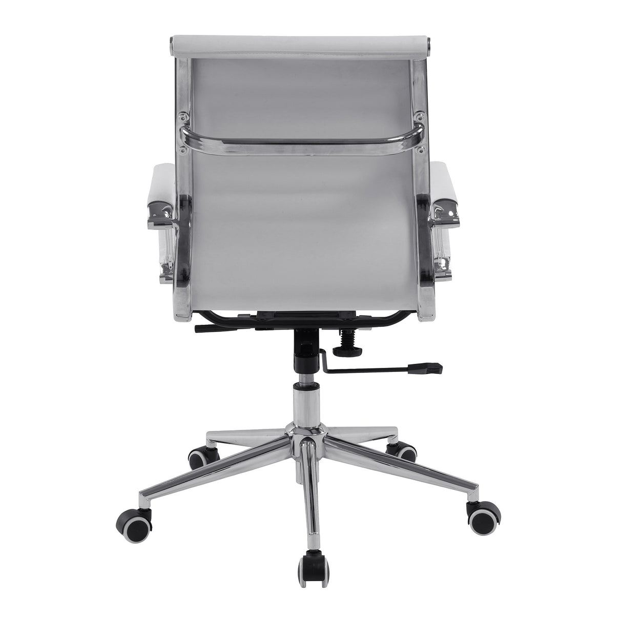 Nautilus Designs Aura Contemporary Medium Back Bonded Leather Executive Armchair with Chrome Base - White