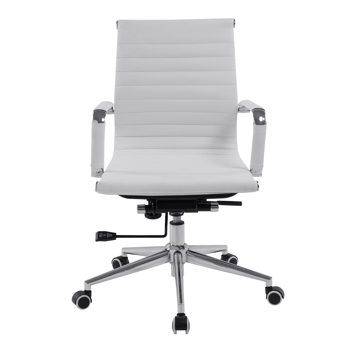 Nautilus Designs Aura Contemporary Medium Back Bonded Leather Executive Armchair with Chrome Base - White