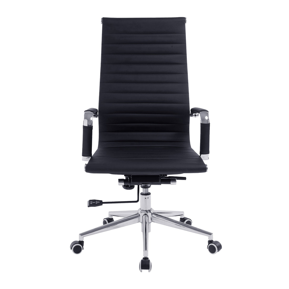 Nautilus Designs Aura Contemporary High Back Bonded Leather Executive Armchair with Chrome Base - Black