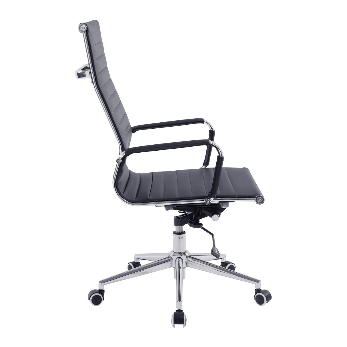 Nautilus Designs Aura Contemporary High Back Bonded Leather Executive Armchair with Chrome Base - Black