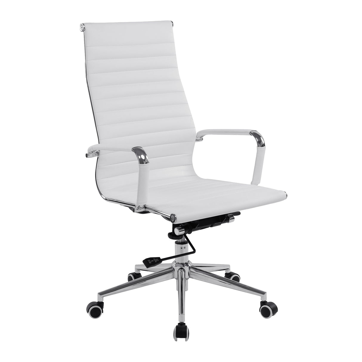 Nautilus Designs Aura Contemporary High Back Bonded Leather Executive Armchair with Chrome Base - White
