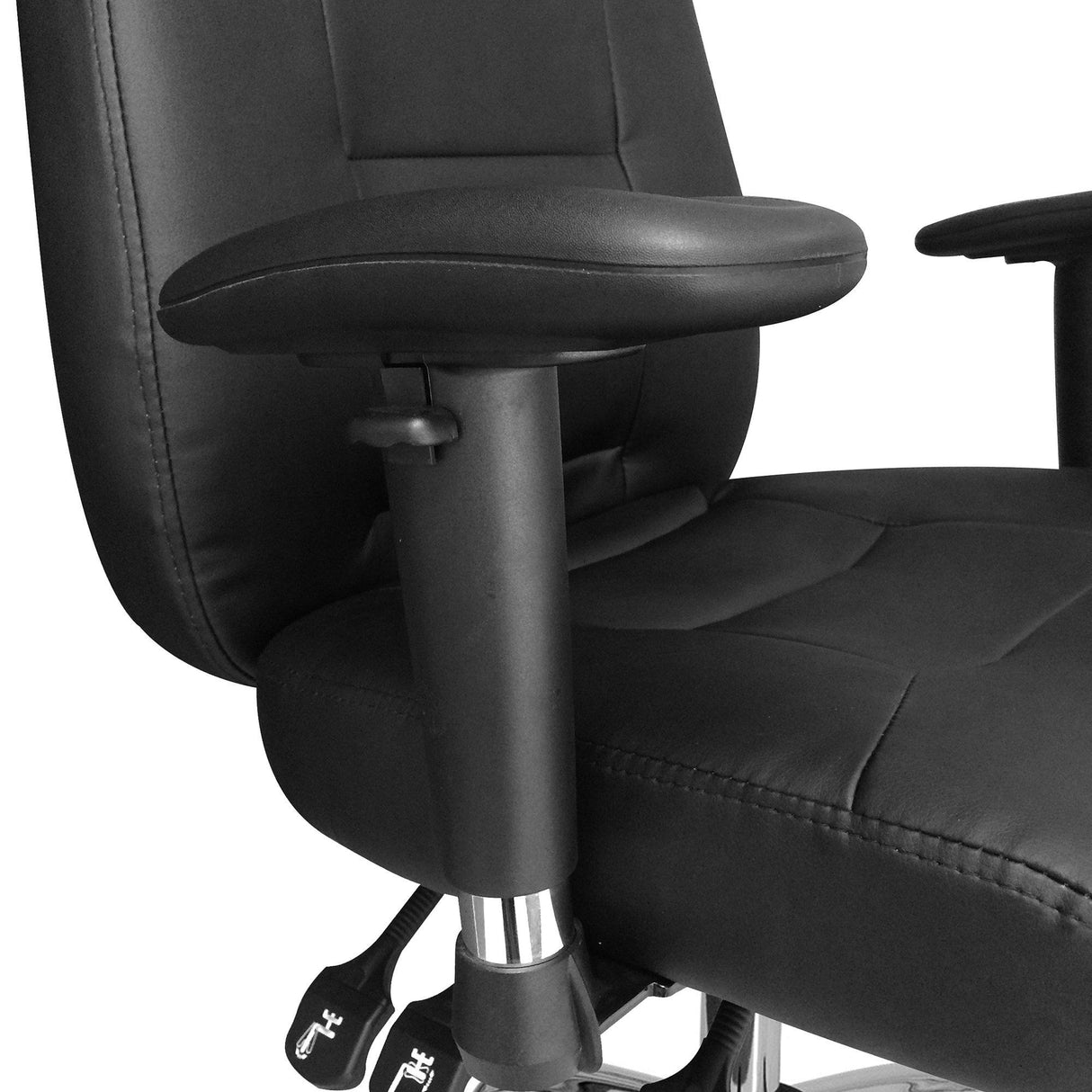 Nautilus Designs Babylon 24 Hour Synchronous Operator Chair with Leather Upholstery and Chrome Base - Black