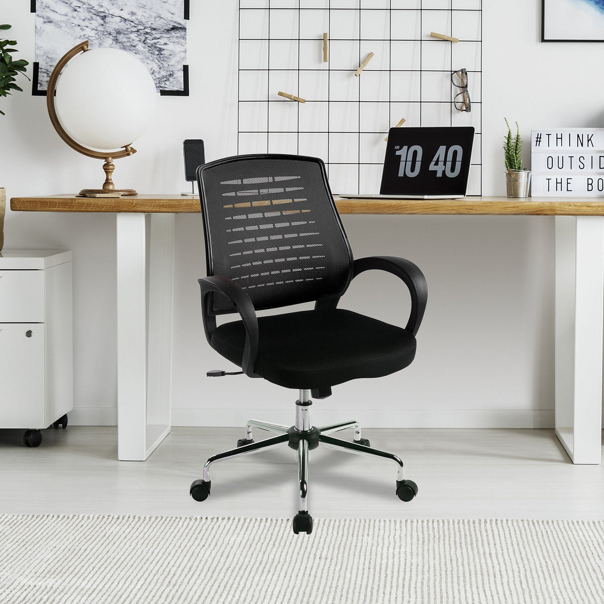 Nautilus Designs Carousel Medium Mesh Back Operator Chair - Black