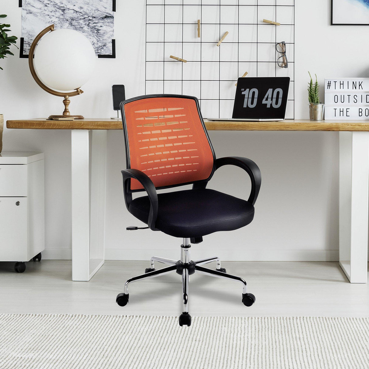 Nautilus Designs Carousel Medium Mesh Back Operator Chair - Orange