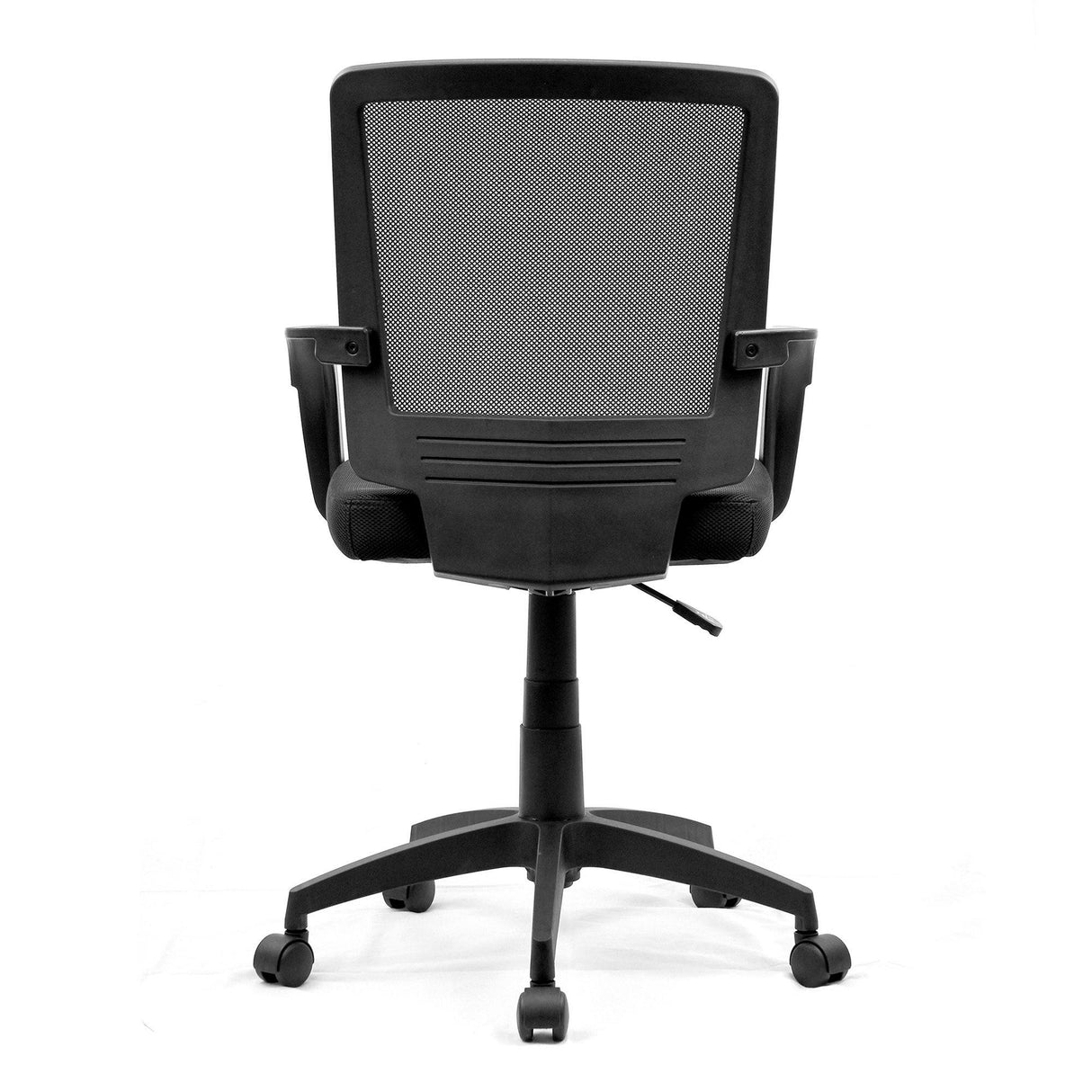 Nautilus Designs Beta Medium Back Mesh Chair with Contoured Back and Upholstered Black Fabric Seat with Waterfall Front - Black