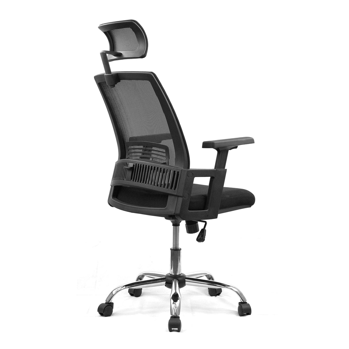 Nautilus Designs Alpha High Back Mesh Chair with Headrest and Chrome Base - Black