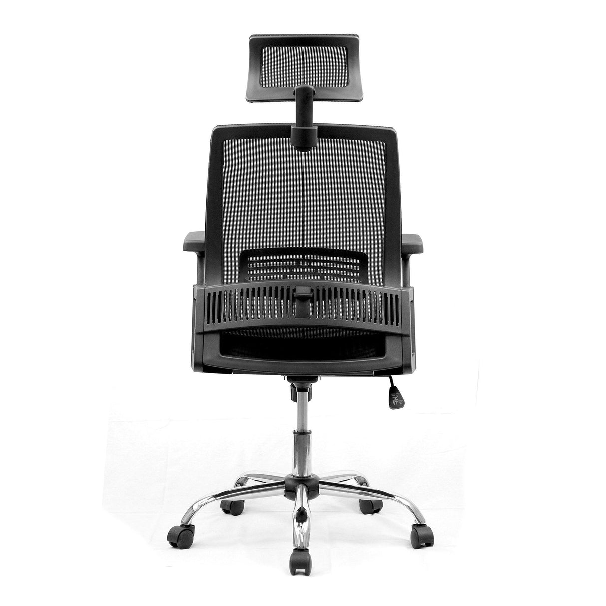 Nautilus Designs Alpha High Back Mesh Chair with Headrest and Chrome Base - Black