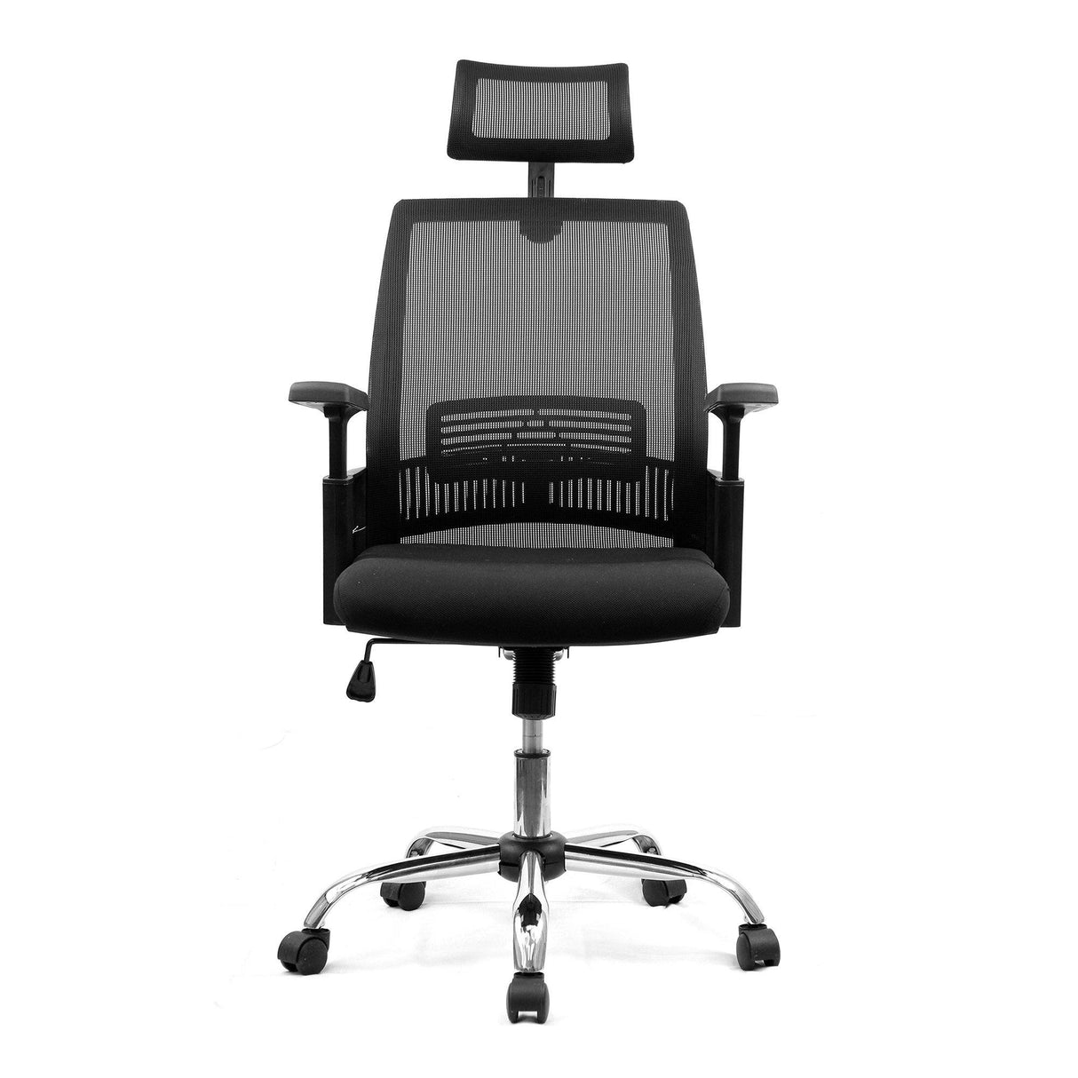 Nautilus Designs Alpha High Back Mesh Chair with Headrest and Chrome Base - Black