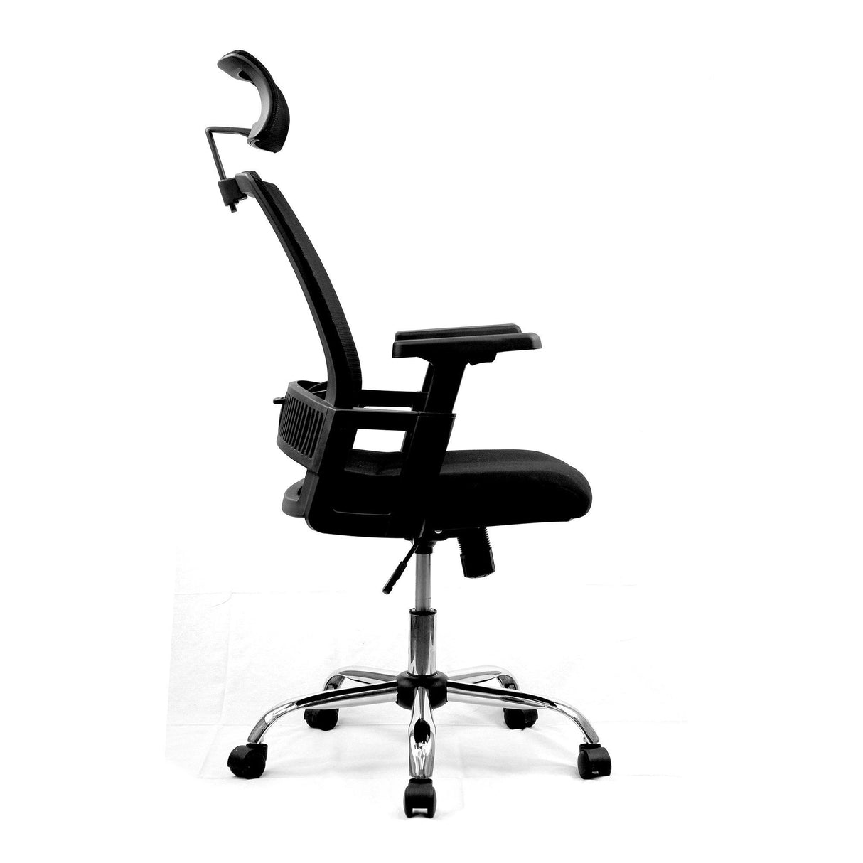 Nautilus Designs Alpha High Back Mesh Chair with Headrest and Chrome Base - Black
