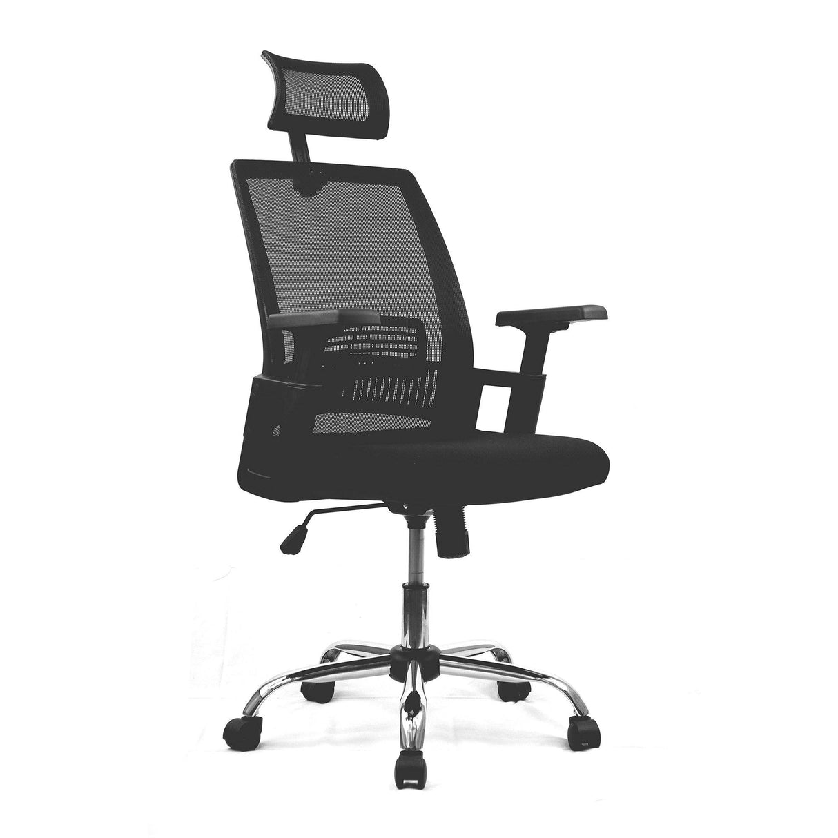 Nautilus Designs Alpha High Back Mesh Chair with Headrest and Chrome Base - Black