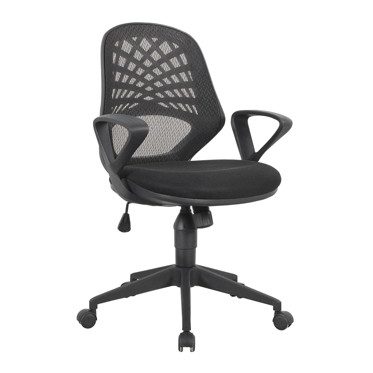 Nautilus Designs Lattice Mesh Back Operator Armchair with Fluted Black Nylon Base - Black