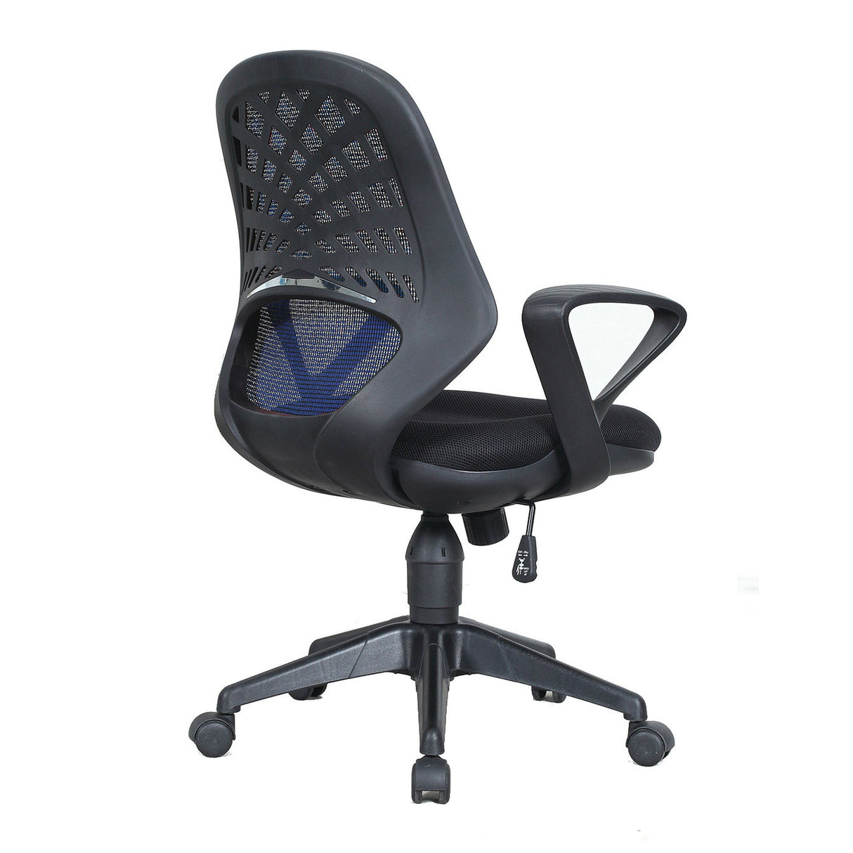 Nautilus Designs Lattice Mesh Back Operator Armchair with Fluted Black Nylon Base - Blue