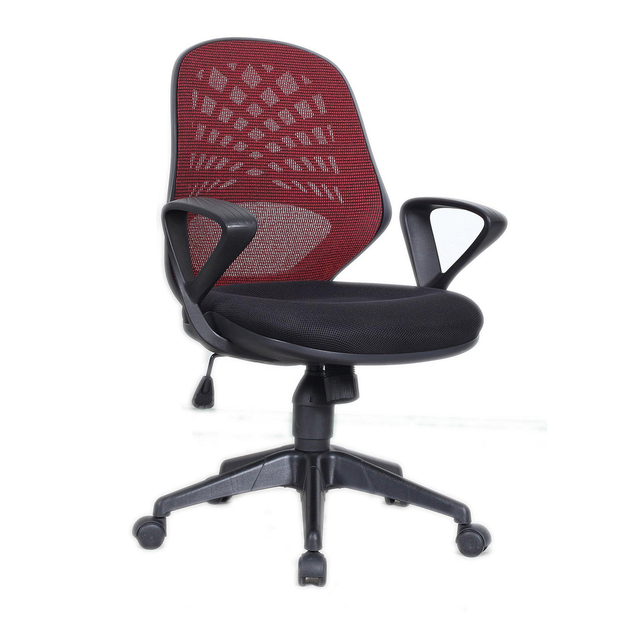 Nautilus Designs Lattice Mesh Back Operator Armchair with Fluted Black Nylon Base - Wine