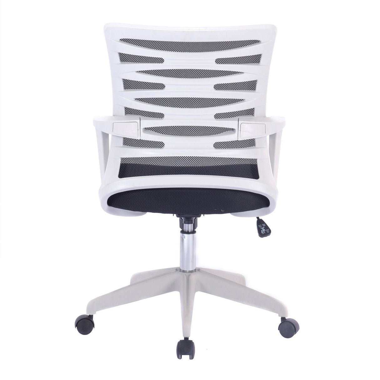 Nautilus Designs Spyro Designer Mesh Armchair with White Frame and Detailed Back Panelling - Black