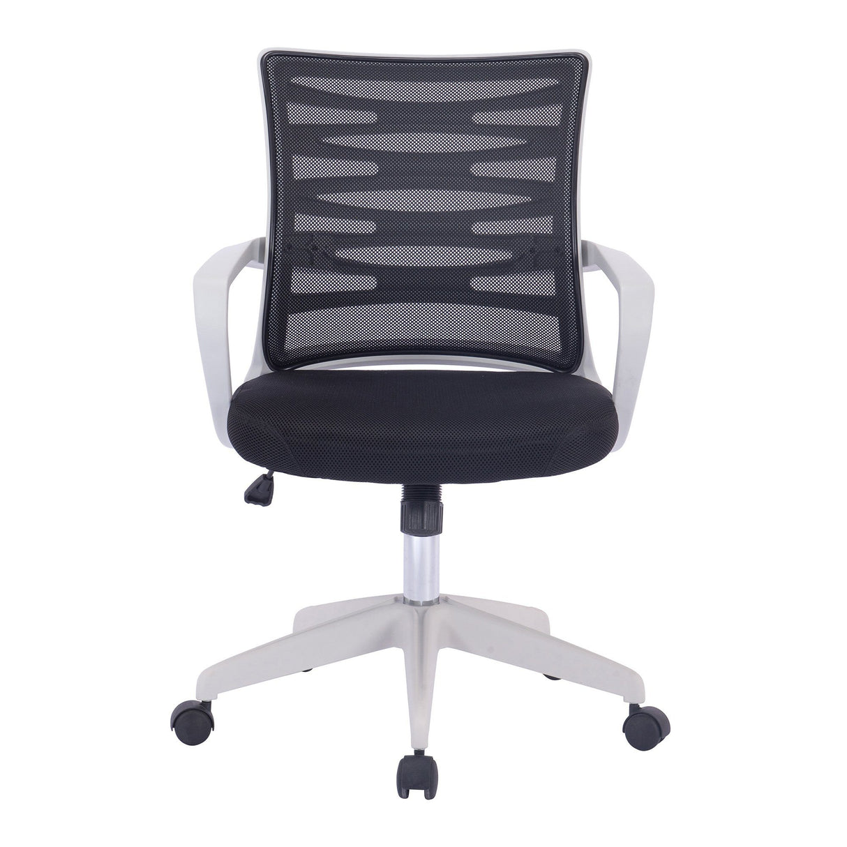 Nautilus Designs Spyro Designer Mesh Armchair with White Frame and Detailed Back Panelling - Black