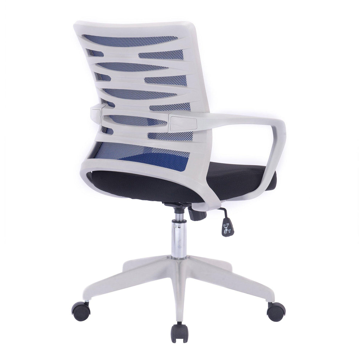 Nautilus Designs Spyro Designer Mesh Armchair with White Frame and Detailed Back Panelling - Blue