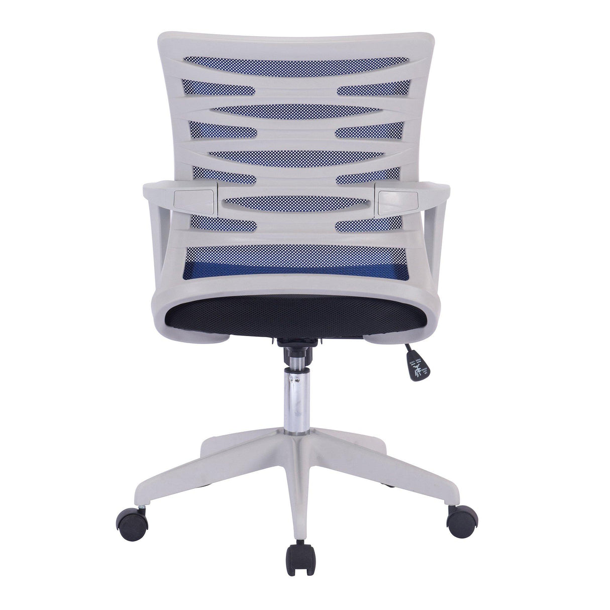 Nautilus Designs Spyro Designer Mesh Armchair with White Frame and Detailed Back Panelling - Blue