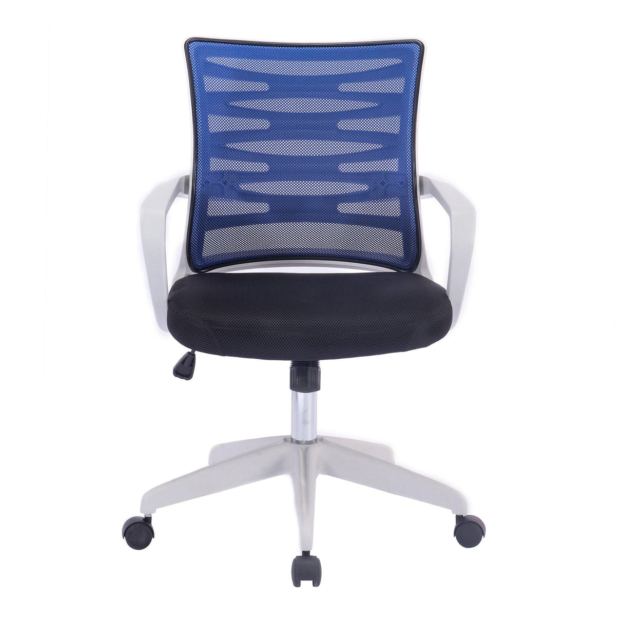 Nautilus Designs Spyro Designer Mesh Armchair with White Frame and Detailed Back Panelling - Blue