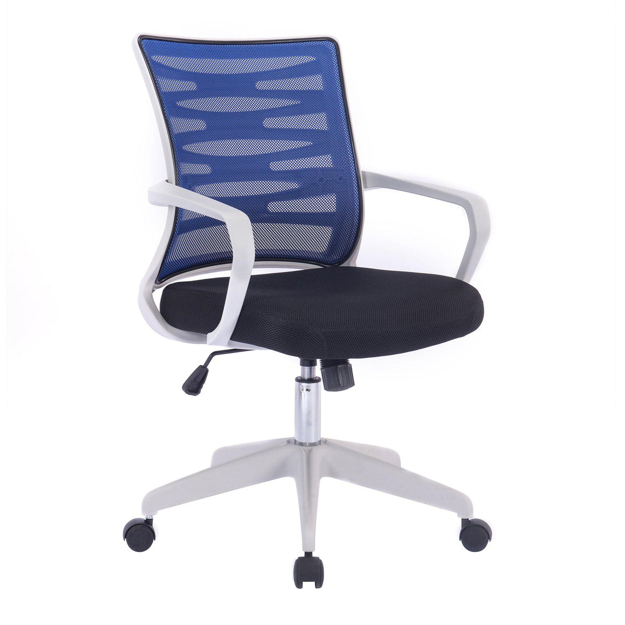 Nautilus Designs Spyro Designer Mesh Armchair with White Frame and Detailed Back Panelling - Blue