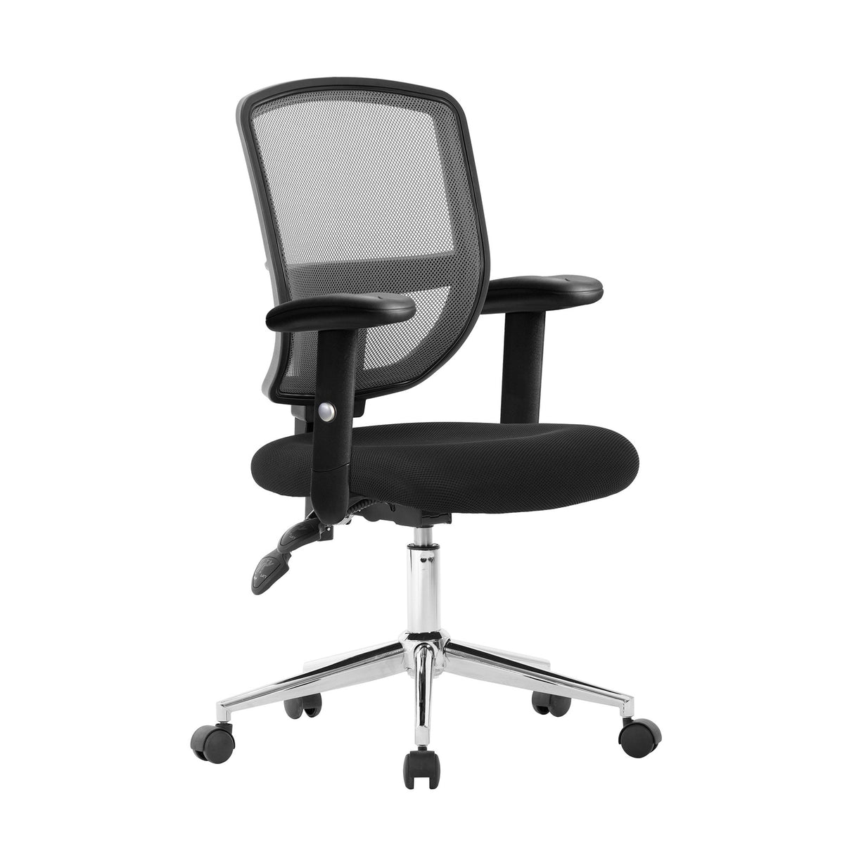 Nautilus Designs Nexus Medium Back Designer Mesh Operator Chair with Sculptured Lumbar, Spine Support and Height Adjustable Arms - Black