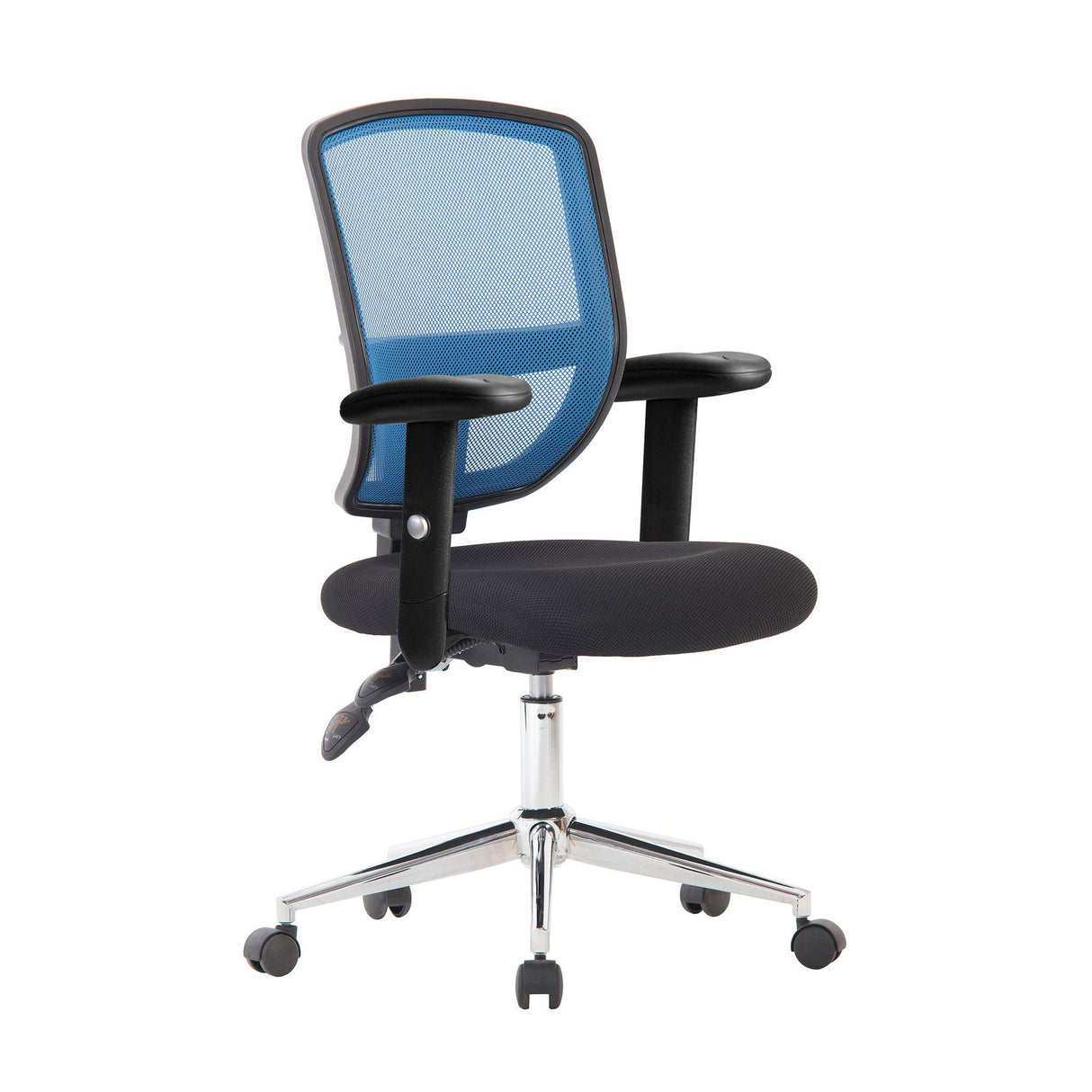 Nautilus Designs Nexus Medium Back Designer Mesh Operator Chair with Sculptured Lumbar, Spine Support and Height Adjustable Arms - Blue