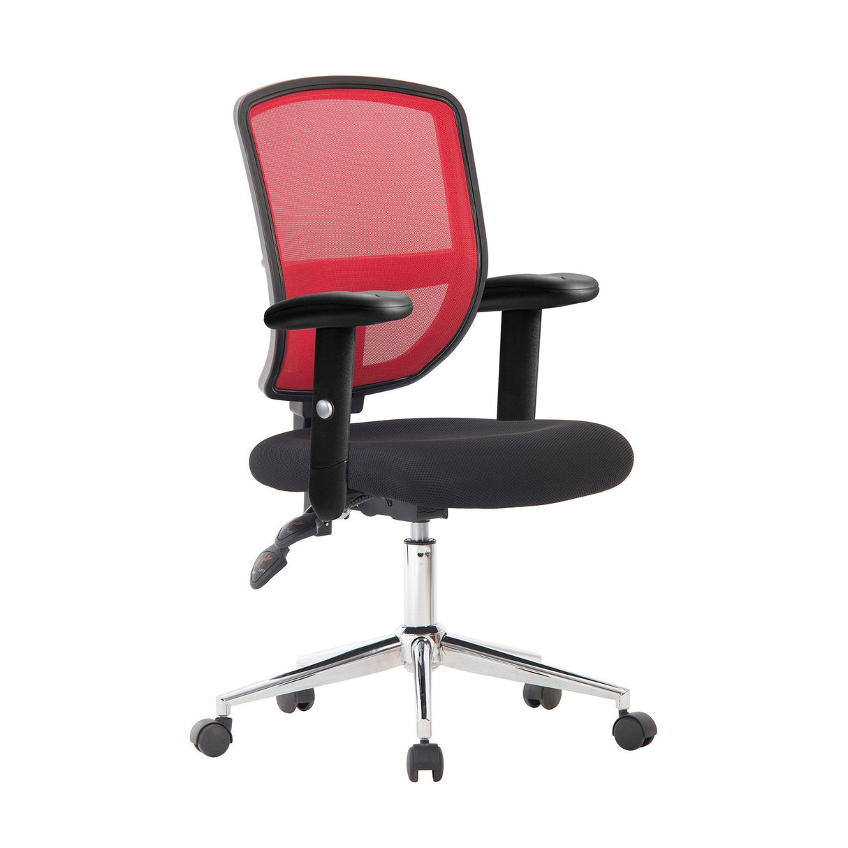 Nautilus Designs Nexus Medium Back Designer Mesh Operator Chair with Sculptured Lumbar, Spine Support and Height Adjustable Arms - Red