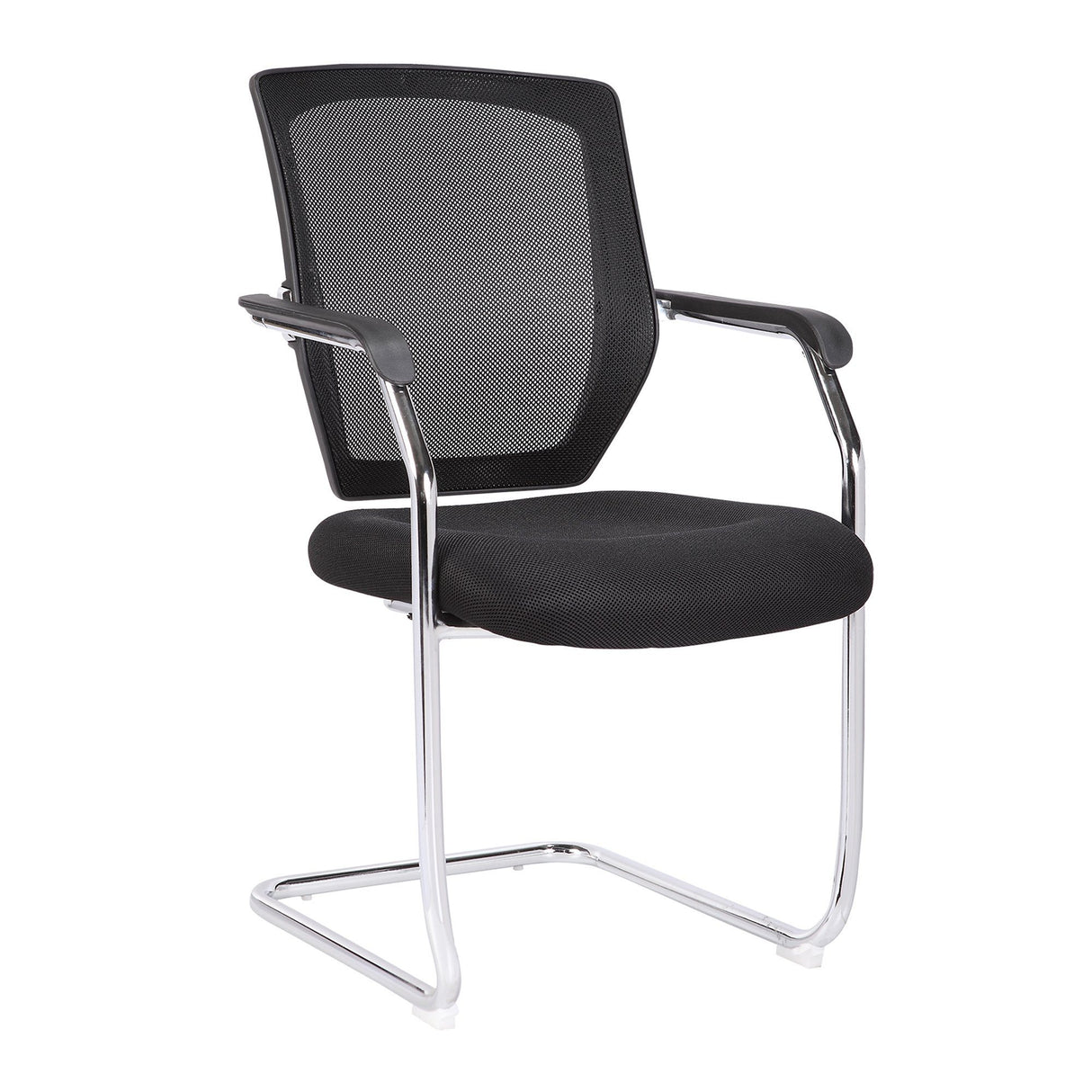 Nautilus Designs Nexus Medium Back Two Tone Designer Mesh Visitor Chair with Sculptured Lumbar, Spine Support and Integrated Armrests - Black