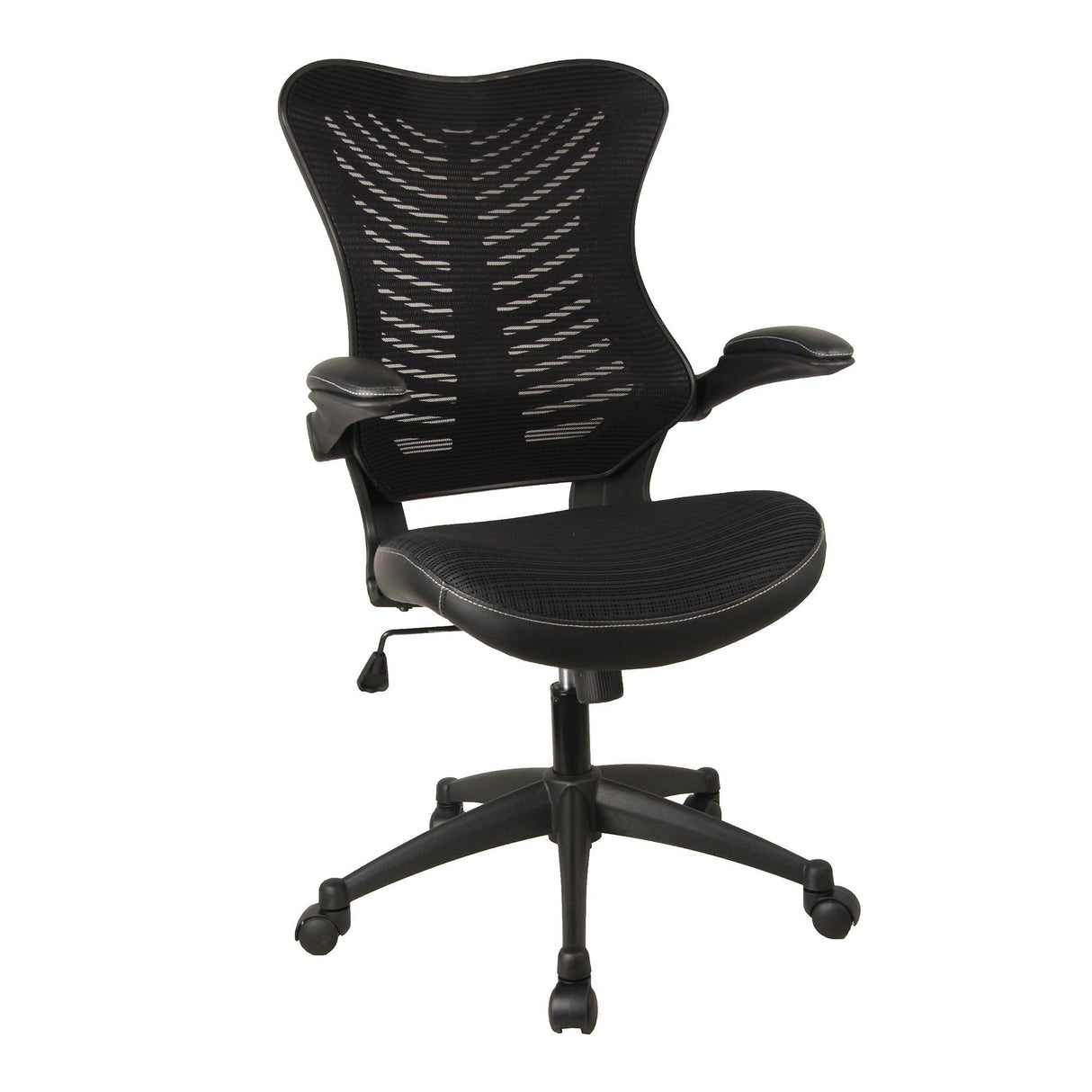 Nautilus Designs Mercury 2 Executive Medium Back Mesh Chair with AIRFLOW Fabric on the Seat - Black