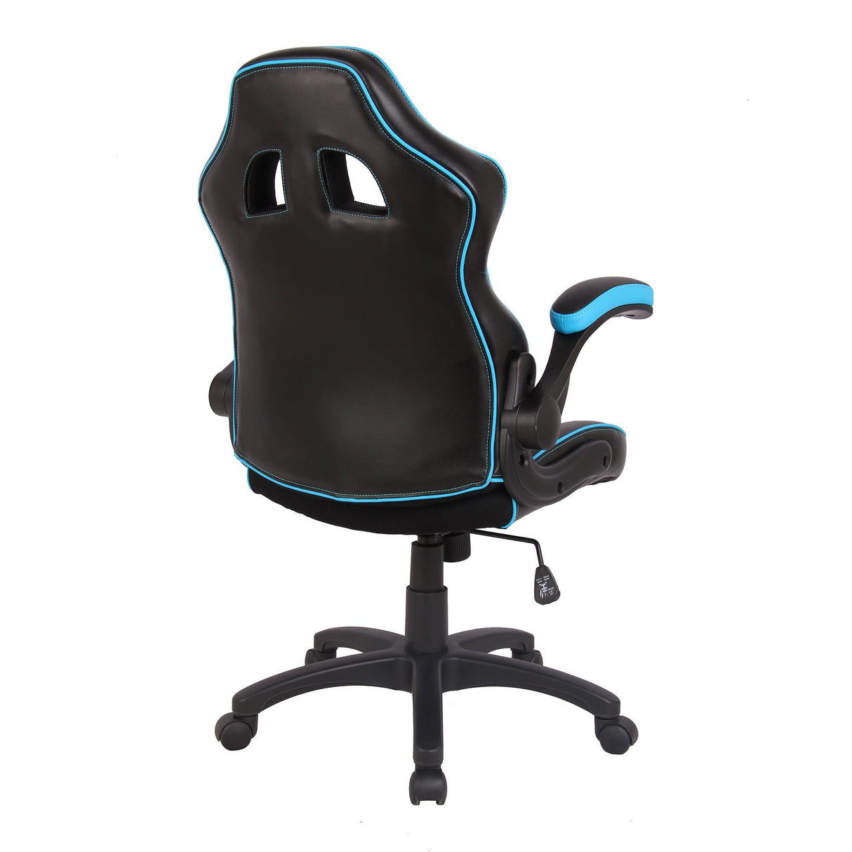 Nautilus Designs Predator Executive Ergonomic Gaming Style Office Chair with Folding Arms, Integral Headrest and Lumbar Support - Black/Blue