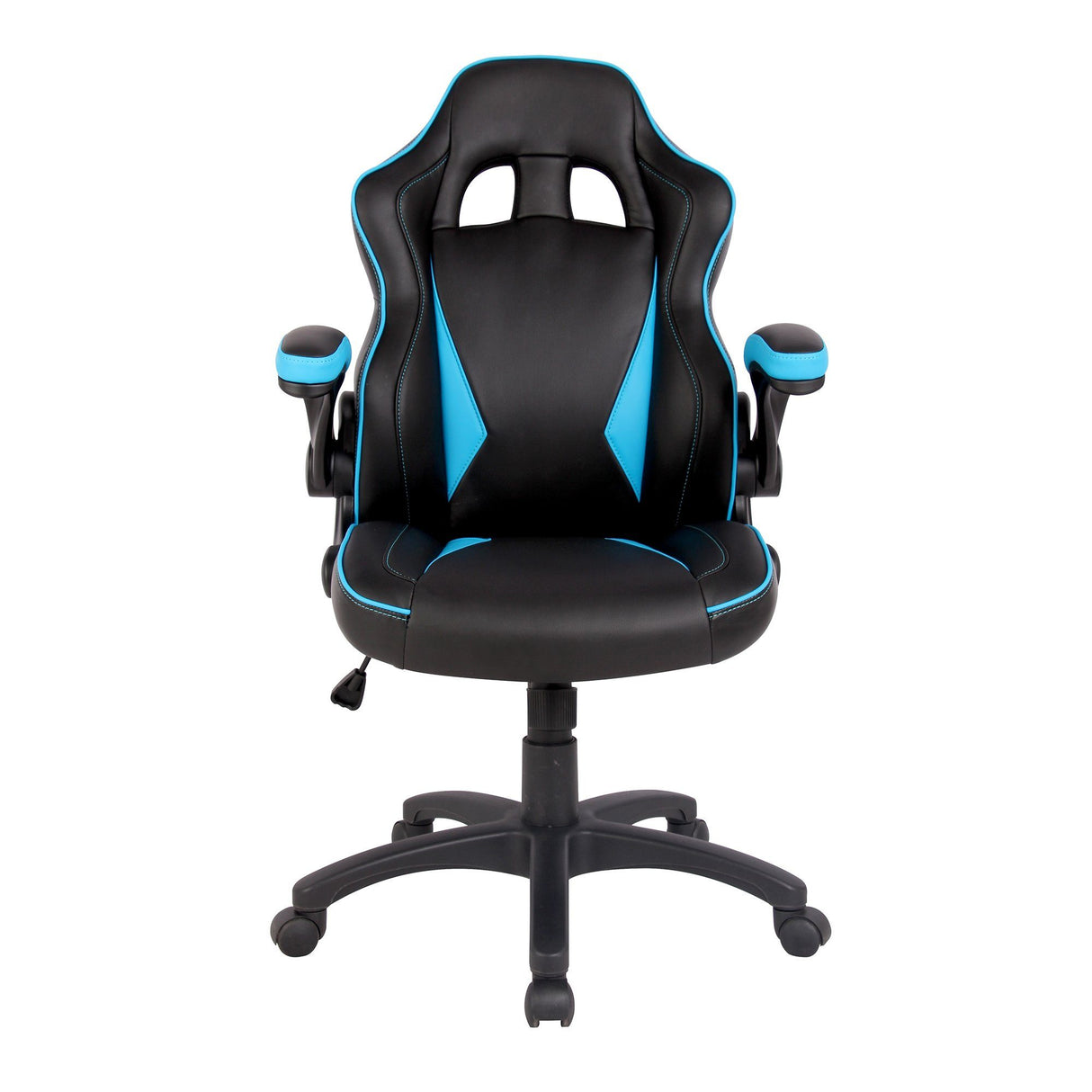 Nautilus Designs Predator Executive Ergonomic Gaming Style Office Chair with Folding Arms, Integral Headrest and Lumbar Support - Black/Blue
