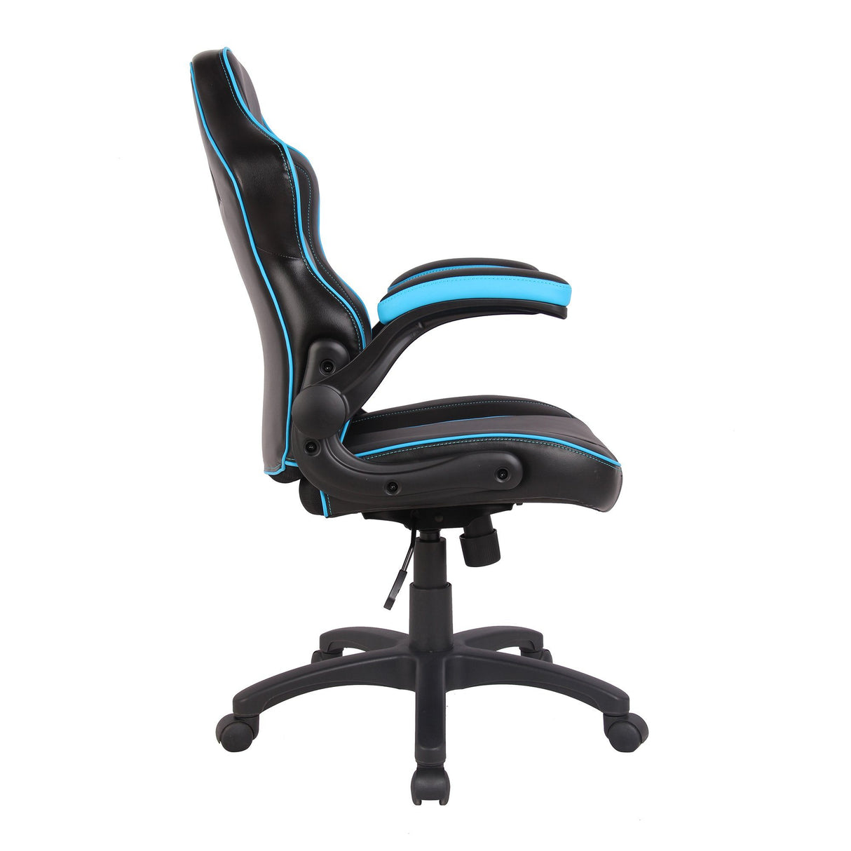 Nautilus Designs Predator Executive Ergonomic Gaming Style Office Chair with Folding Arms, Integral Headrest and Lumbar Support - Black/Blue