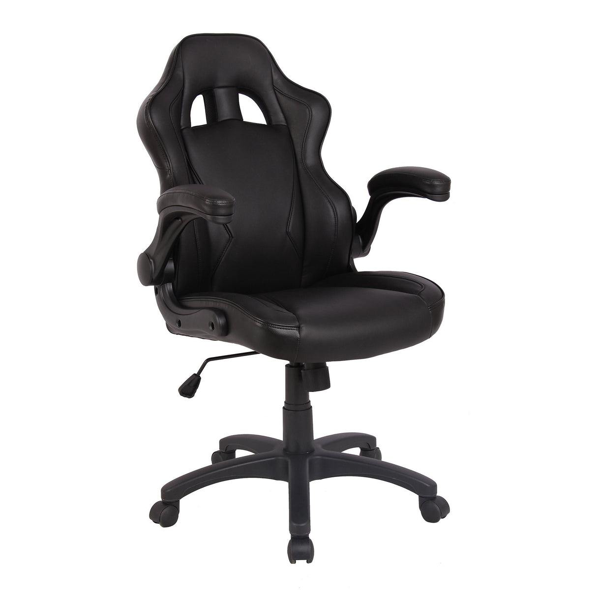 Nautilus Designs Predator Executive Ergonomic Gaming Style Office Chair with Folding Arms, Integral Headrest and Lumbar Support - Black