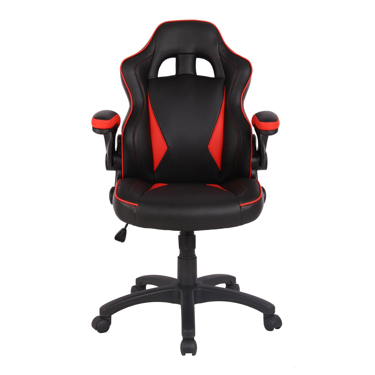Nautilus Designs Predator Executive Ergonomic Gaming Style Office Chair with Folding Arms, Integral Headrest and Lumbar Support - Black/Red