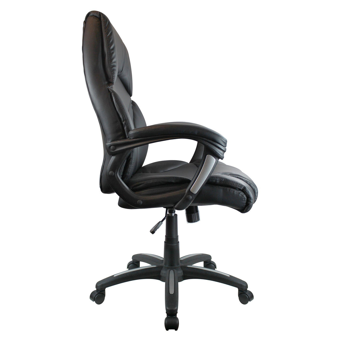 Nautilus Designs Wellington High Back Leather Effect Executive Armchair with Silver Detailed Black Nylon Base - Black