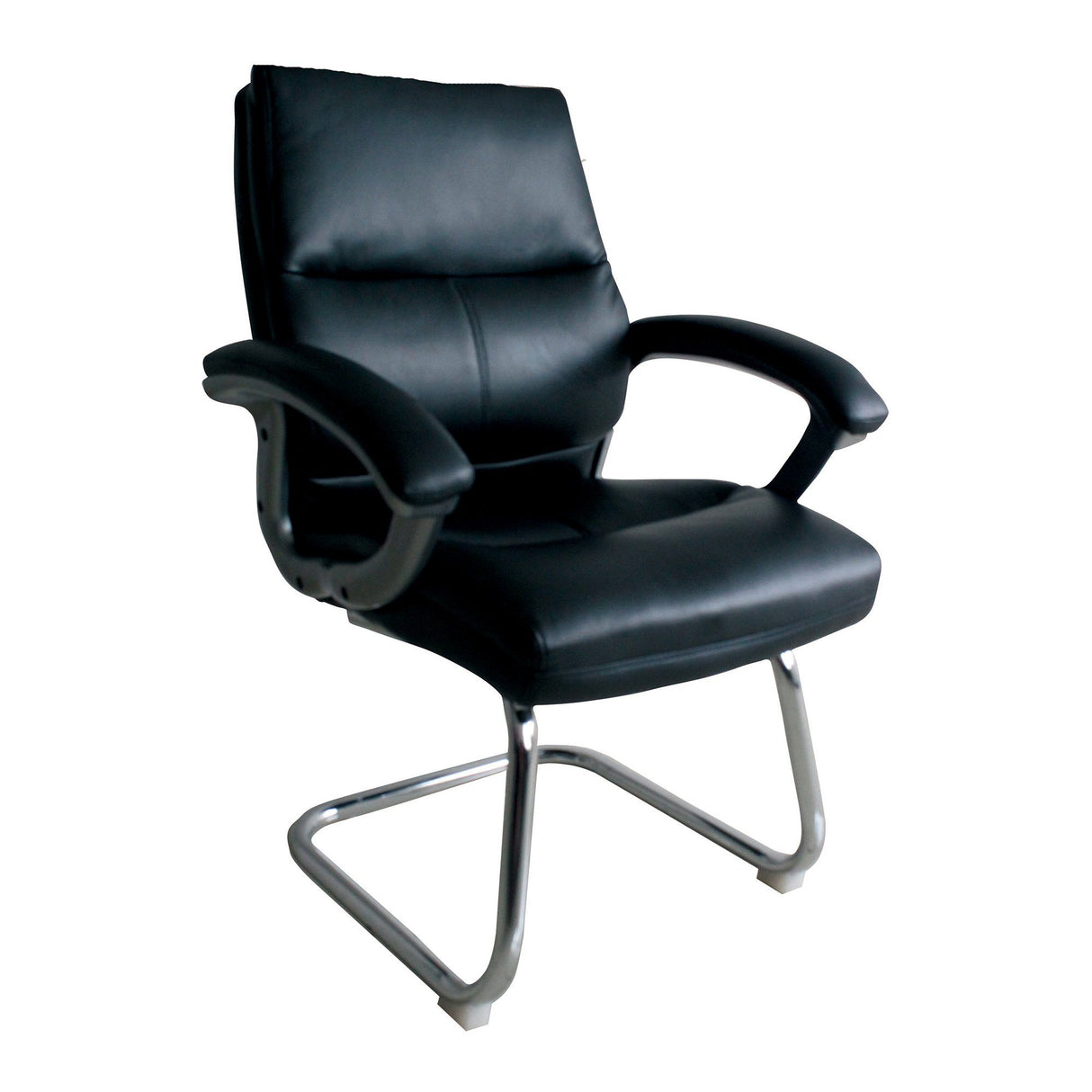 Nautilus Designs Greenwich High Back Leather Effect Executive Visitor Armchair with Contoured Design Backrest and Chrome Base - Black